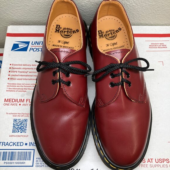 90's Vintage ENGLAND gibsons Wmns sz 8 shoes Dr. Martens 1461 cherry red oxblood - Picture 9 of 16